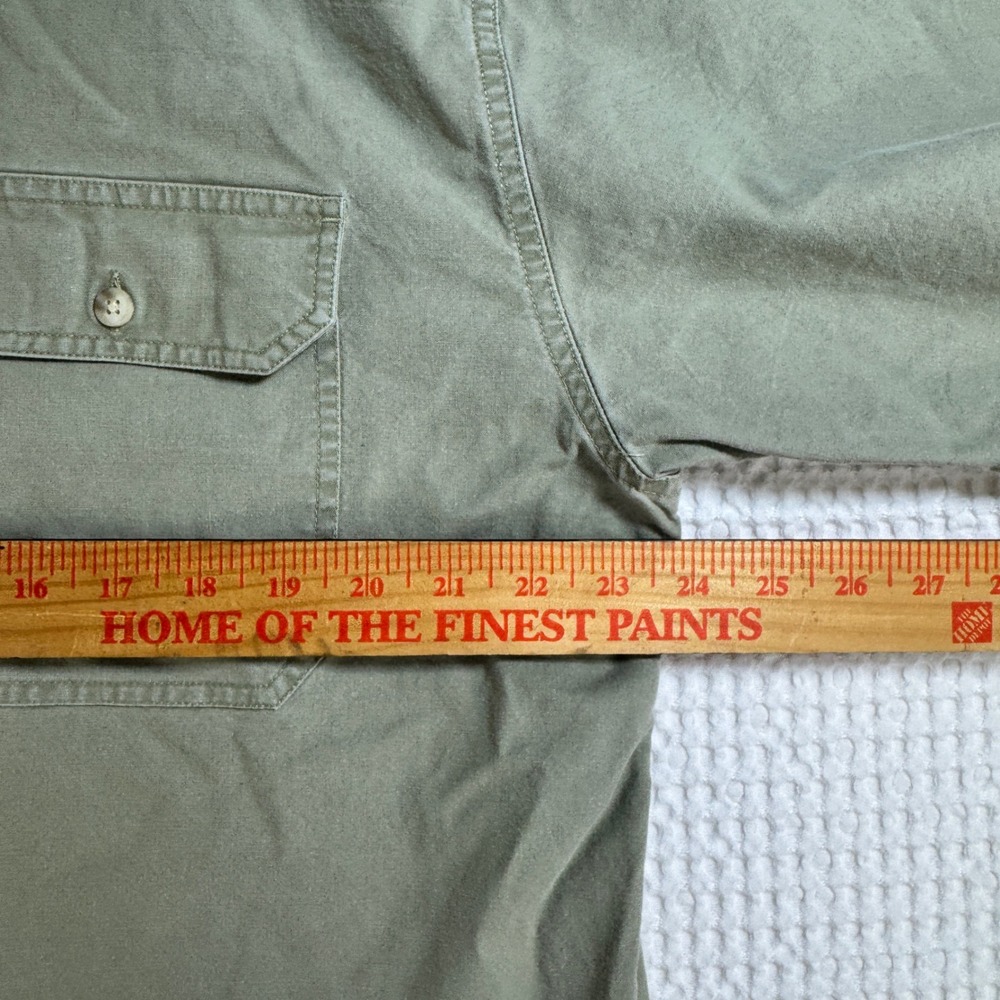 LL Bean Mens Large Tall Short Sleeve Button Down Utility Shirt Sage Green VTG - Picture 6 of 10